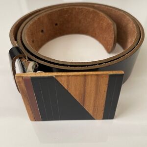 Stylish Wood Black and Brown Women's Leather Belt